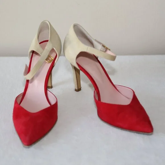 EUC Fauzian Jeunesse suede leather pumps pointed toes made in Italy SIZE 36 - Picture 1 of 7